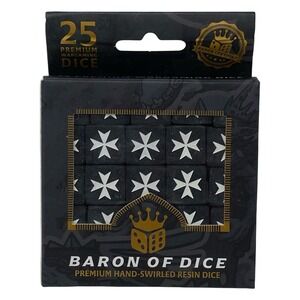 Baron of Dice Knights Templar 25 Premium Wargaming Black White Maltese Cross